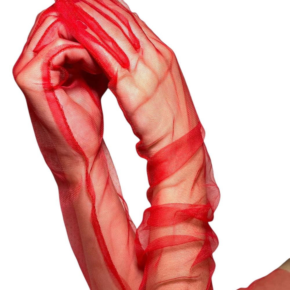 Beloved Millinery Fine Elegant Red Sheer Gloves Tea Church Brunch Formal Holiday